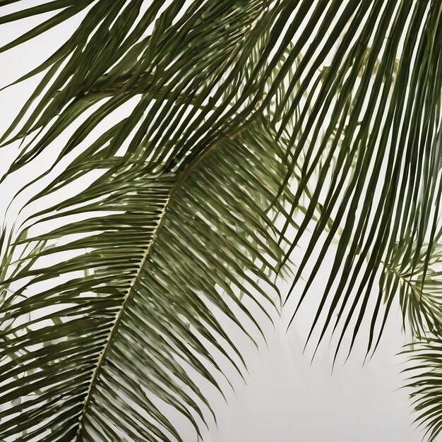 Abstracte palmblad en schaduw reflectie op witte achtergrond