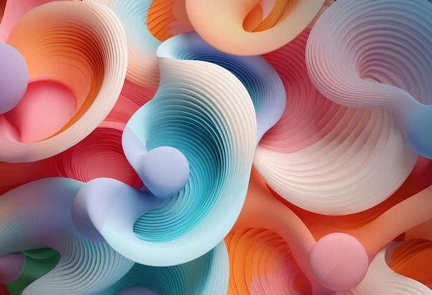 Abstracte pastelkleurige achtergrond Kleurrijke papieren lusvormige ovale vormen regenboog achtergrond Digitale kunst Gen