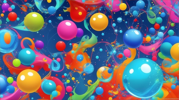 abstracte pc desktop wallpaper achtergrond met vliegende bubbels op een kleurrijke achtergrond