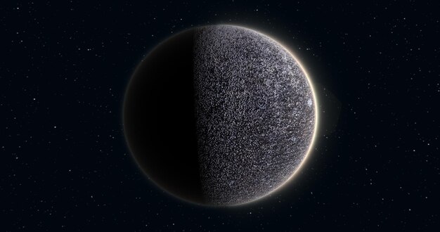 Abstracte realistische futuristische planeet ronde bol tegen de achtergrond van sterren in de ruimte