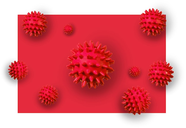 Abstracte rode coronovirus-molecuul op een rode achtergrond Coronovirus verspreid concept