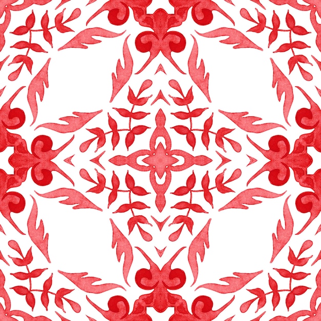 Abstracte rode en witte hand getrokken tegel naadloze sier aquarel verf patroon.