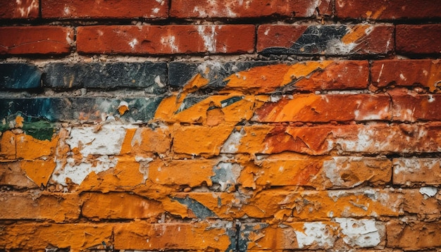 Abstracte roestige bakstenen muur achtergrond met gestructureerd oranje patroon ontwerp gegenereerd door kunstmatige intelligentie