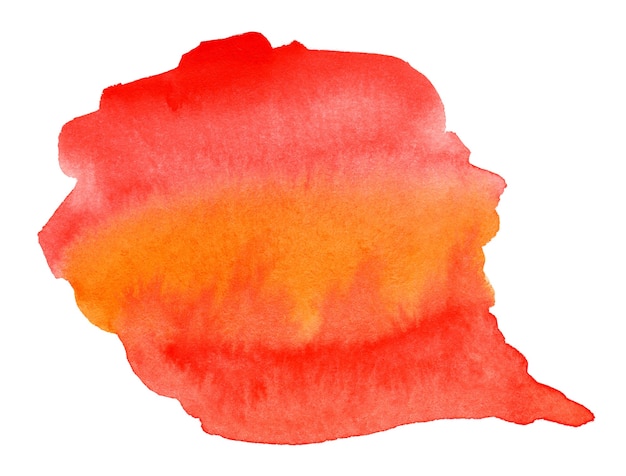 Abstracte rood oranje en gele aquarel achtergrond geïsoleerd op wit