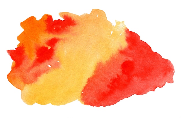 Abstracte rood oranje en gele aquarel achtergrond geïsoleerd op wit