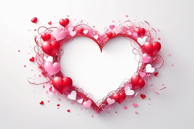 Abstracte rood roze hart op witte achtergrond Concept liefde valentijnsdag kaartje