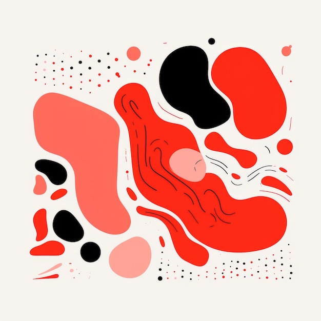 Foto abstracte rood-zwarte illustratie met speelse minimalistische stijl