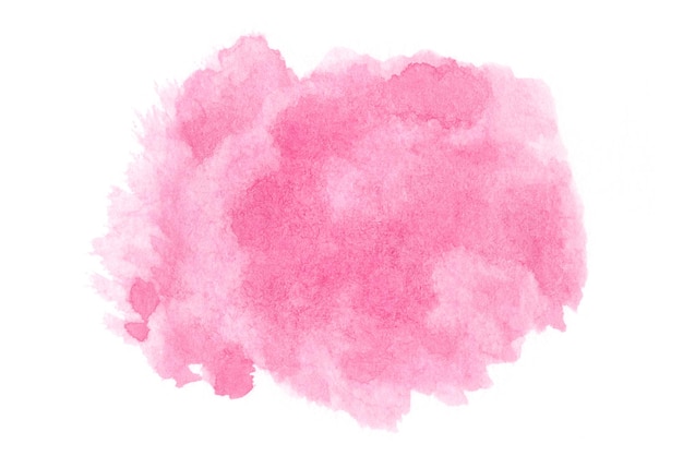 Abstracte roze waterverf op witte achtergrond De kleur die op het papier spat Het is een met de hand getekend