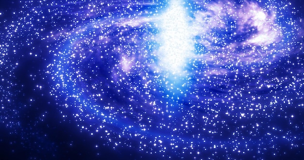 Abstracte ruimte blauwe melkweg met sterren en sterrenbeelden futuristisch met gloei-effect
