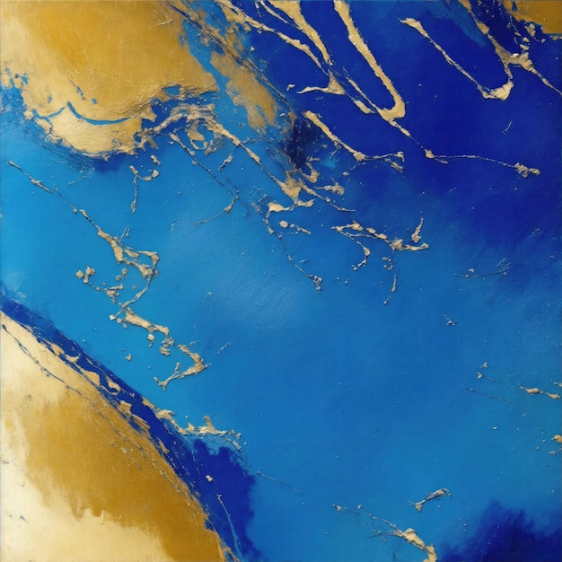 Abstracte ruwe blauwe en gouden penseelstreep textuur