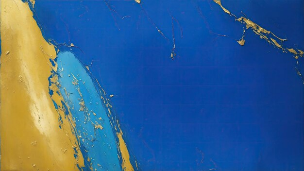 Abstracte ruwe blauwe en gouden penseelstreep textuur