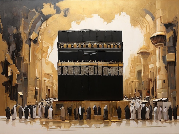 Foto abstracte schilderij van de kaabah
