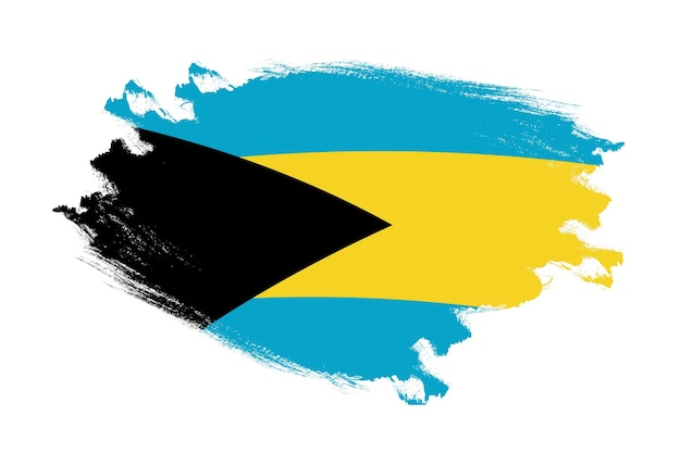 Abstracte slagpenseel getextureerde nationale vlag van de Bahama's op geïsoleerde witte achtergrond