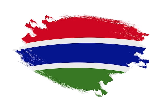 Abstracte slagpenseel getextureerde nationale vlag van Gambia op geïsoleerde witte achtergrond