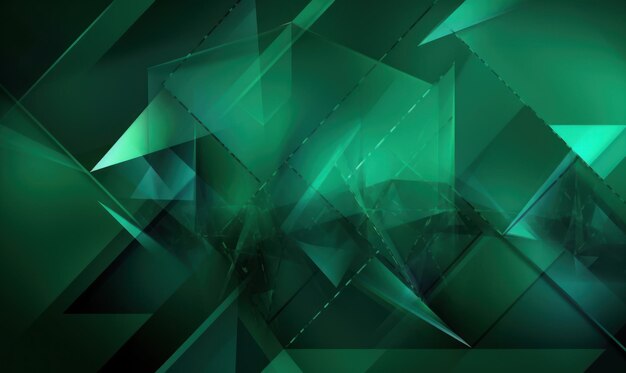 Abstracte smaragdgroene kleurachtergrond of behang met hoeken, veelhoeken, driehoeken, concave geometrieën