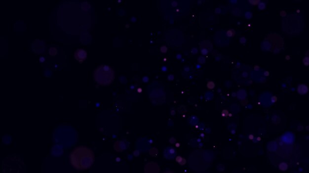 Abstracte stofdeeltjes met blauw licht op donkere achtergrond Wetenschappelijke achtergrond met bewegende glinsterende punten Vliegende deeltjes met bokeh-effect 3D-rendering