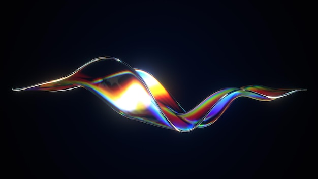 Abstracte stroomvorm met regenboogreflecties en brekingen