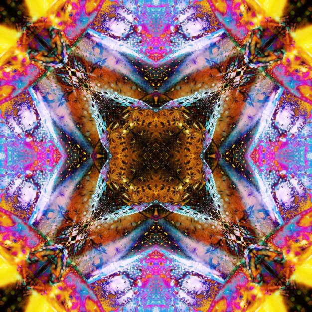 Abstracte symmetrische patroonachtergrond. Het beeld met spiegeleffect. Caleidoscopisch abstract psychedelisch ontwerp.