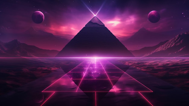 Abstracte synthgolfachtergrond met piramides