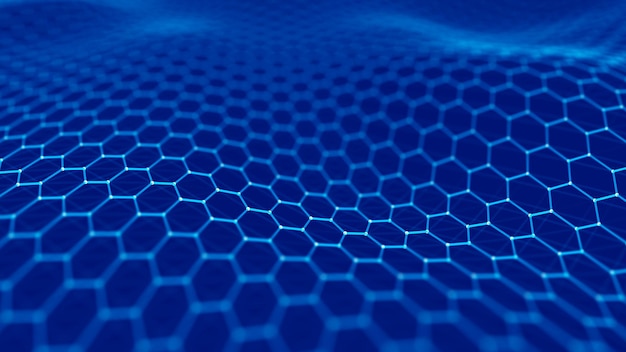 Abstracte technische achtergrond Big data visualisatie Futuristische zeshoek achtergrond Kunstmatige intelligentie 3D-rendering