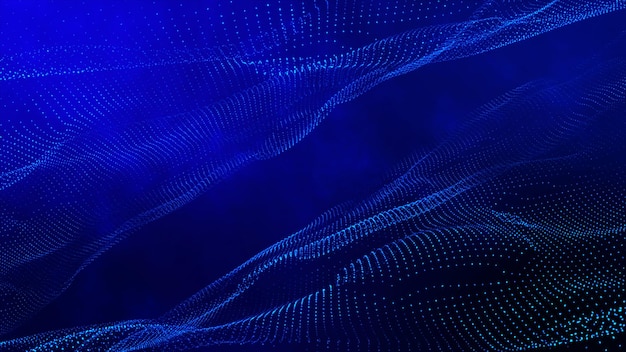 abstracte technologie blauwe deeltjes stroom en digitale blauwe punten golf achtergrond Futuristische technologie digitale abstracte achtergrond concept