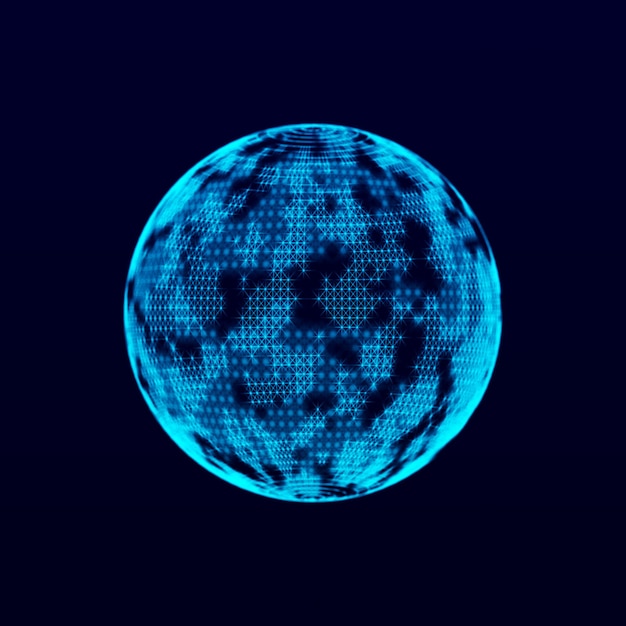 Abstracte technologie bol met verbindende punten lijnen en driehoeken Digitale abstracte netwerkstructuur 3D
