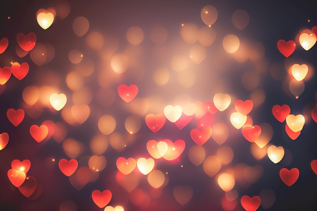 Abstracte textuur van bokeh hartvormig licht Love Valentine day concept Sprankelende lichte achtergrond