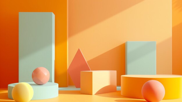 Abstracte trendy achtergrond met verschillende geometrische vormen eenvoudige moderne 3D-objecten compositie