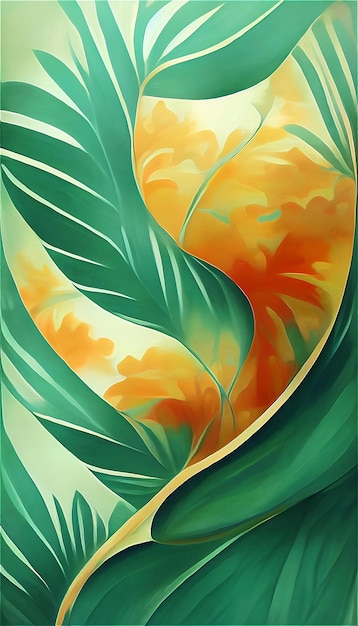 Abstracte tropische groene achtergrond met tinten van klein goud en oranje