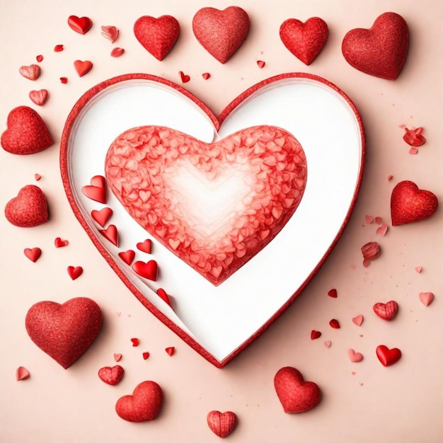 Abstracte valentijnsdag achtergrond met kleurrijke 3d heldere hartelijke valentijnsdag AI gegenereerd