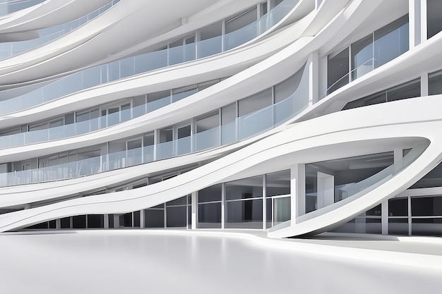 Abstracte van witte gebogen architectonisch patroon achtergrondConcept van toekomstig modern gevelontwerp op architectuur