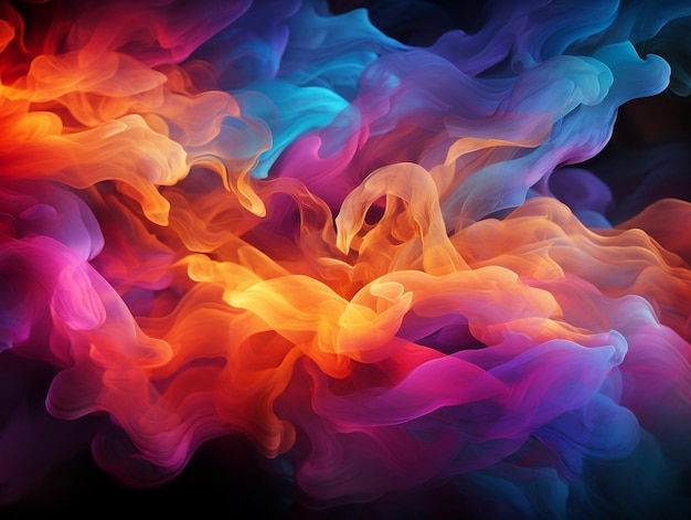 Abstracte veelkleurige verspreiding van heldere Neon verlichte rook textuur achtergrond