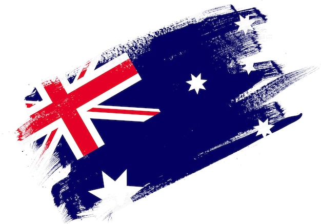 Abstracte verfborstel getextureerde vlag van australië op witte achtergrond