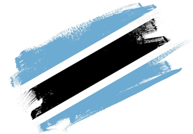 Abstracte verfborstel getextureerde vlag van botswana op witte achtergrond
