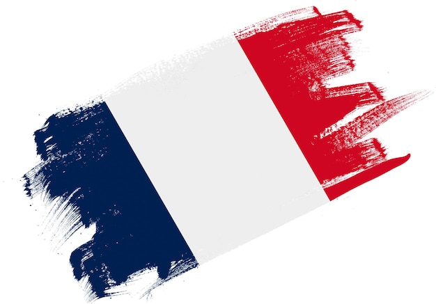 Abstracte verfborstel getextureerde vlag van frankrijk op witte achtergrond