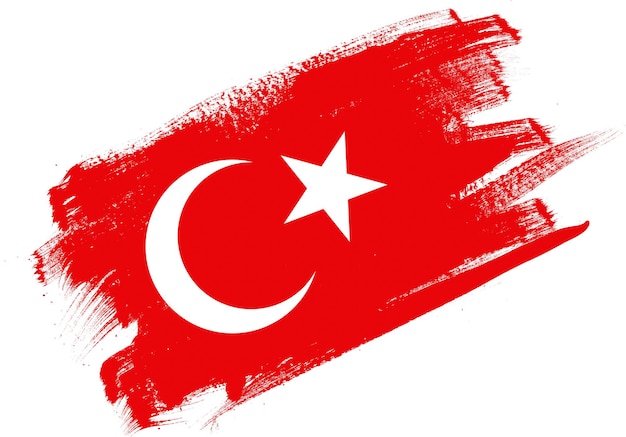 Abstracte verfborstel getextureerde vlag van Turkije op witte achtergrond