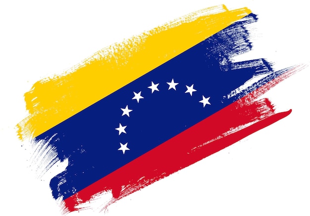 Abstracte verfborstel getextureerde vlag van venezuela op witte achtergrond