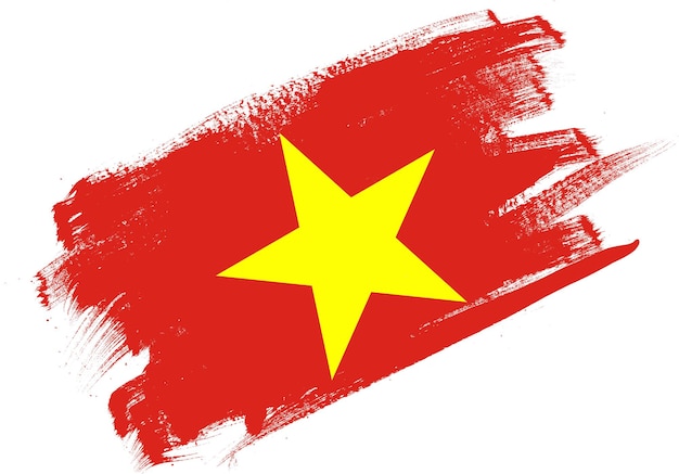 Abstracte verfborstel getextureerde vlag van vietnam op witte achtergrond