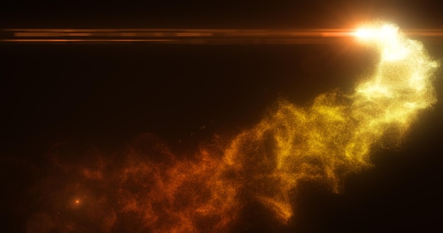 Abstracte vliegende energie meteoor deeltje komeet ruimte magische gele vurige futuristische hitech