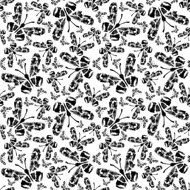 Foto abstracte vlinder naadloze patroon. grunge plons tekenen verf
