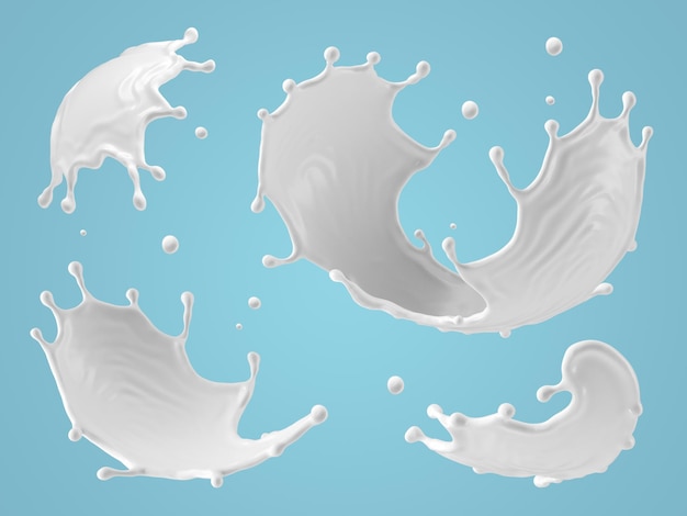 Abstracte vloeibare clip art collectie geïsoleerd op blauwe achtergrond