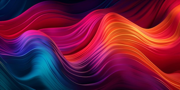 Abstracte vloeiende 3d render holografische iriserende neon gebogen golf in beweging donkere achtergrond Ontwerpelement met verloop voor covers wallpapers achtergronden en banners