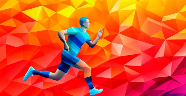 Abstracte voetballer met bal felle kleur AI gegenereerde achtergrondafbeelding