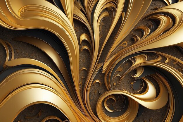 Abstracte vormen in lagen in gouden illustratie