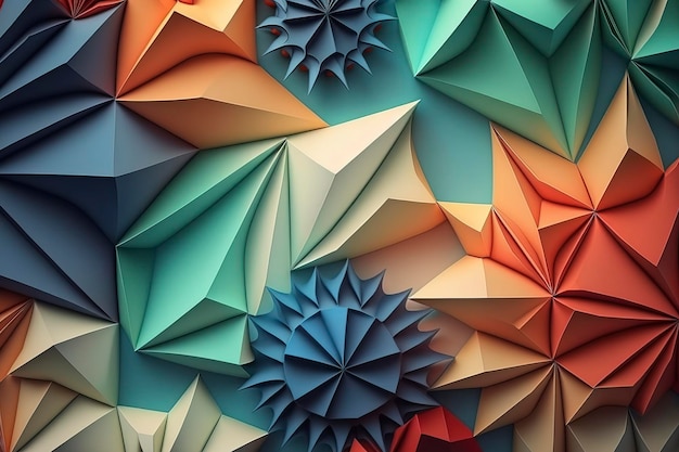 Abstracte wallpaper achtergrond in kleur origami stijl AI-technologie gegenereerd beeld