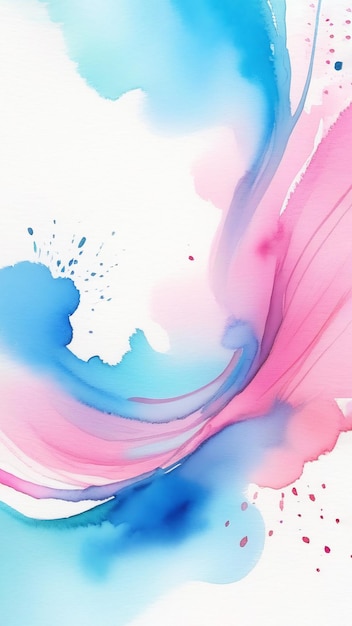 Foto abstracte waterverf achtergrond in pastelkleuren roze en blauwe golven vervaagd op waterverfpapier