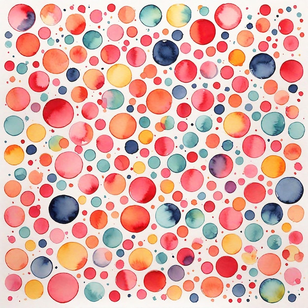Abstracte waterverf achtergrond Rode blauwe gele cirkels op wit papier