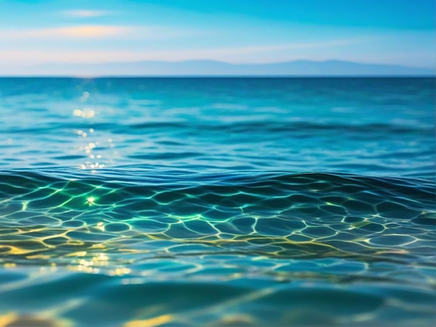 Abstracte wazig licht op zee en oceaan helder water close-up kleurrijke achtergrond