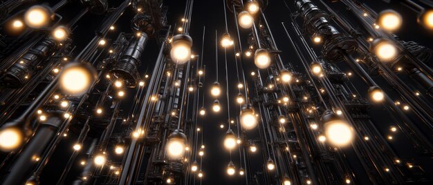 Abstracte weergave van verlichte verticale structuren