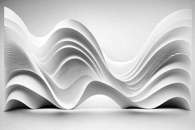 Abstracte Witte Achtergrond Golf 3D Render Illustratie